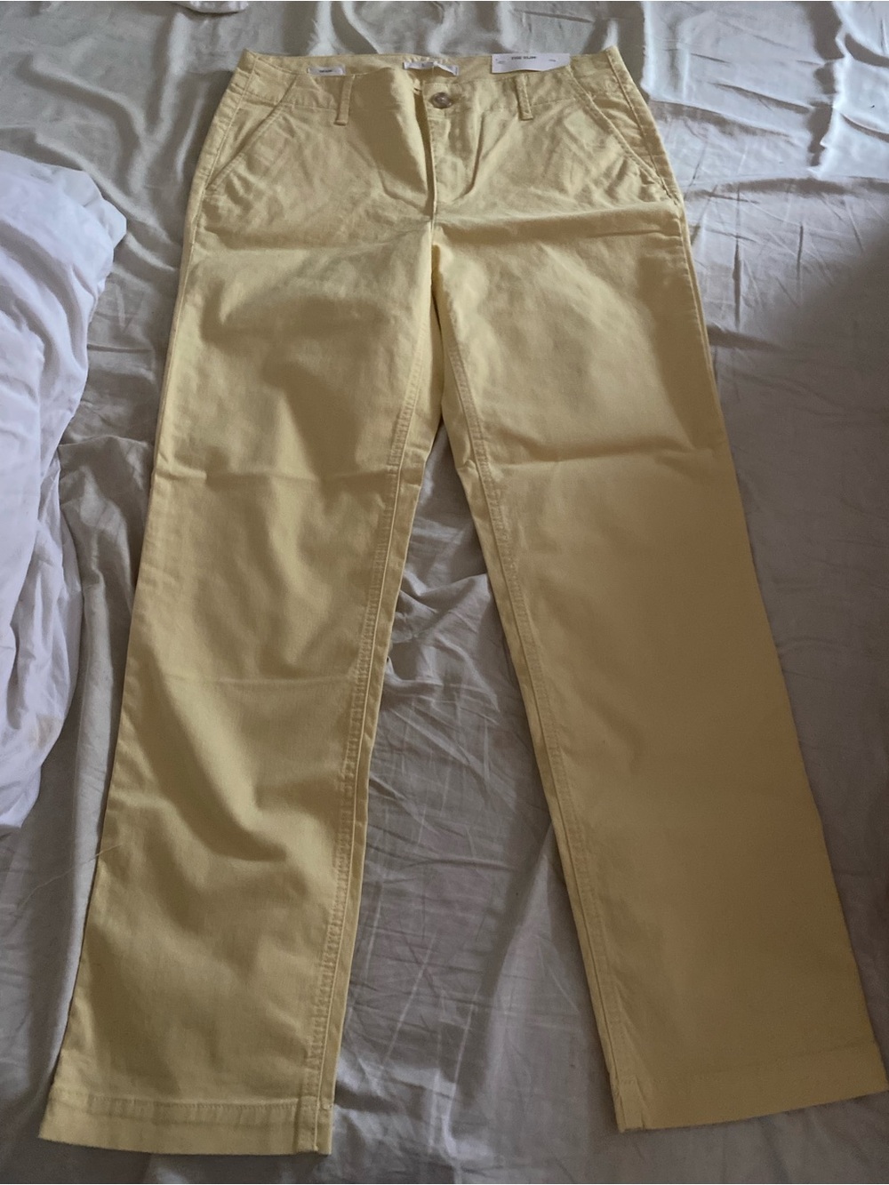 LOFT Pale Yellow Slim Cotton Pants